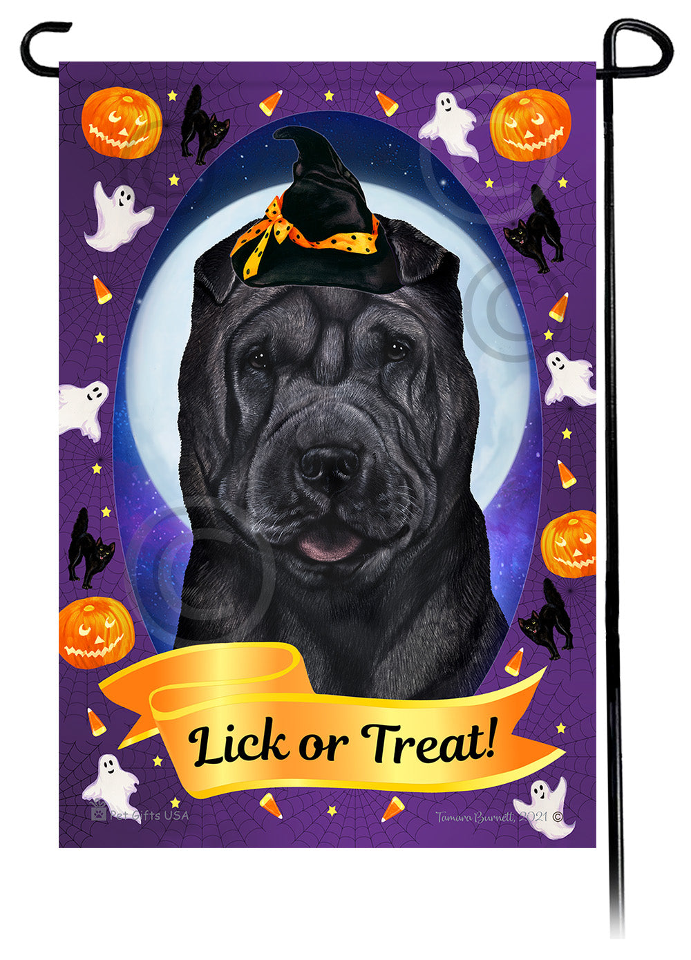 Shar Pei Halloween Howls - Garden Flag
