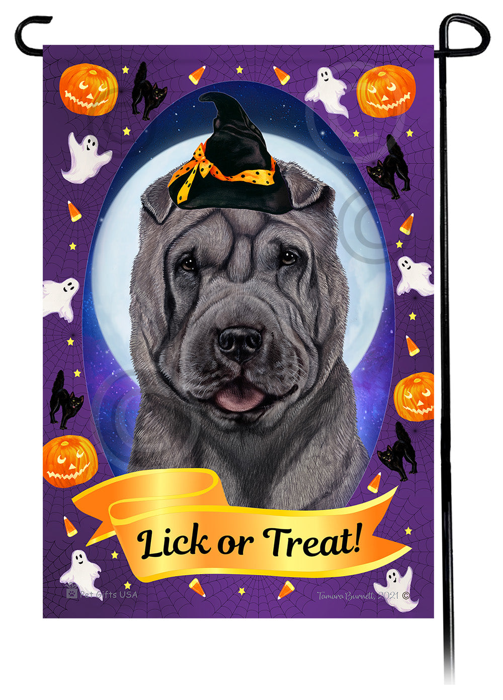 Shar Pei Halloween Howls - Garden Flag