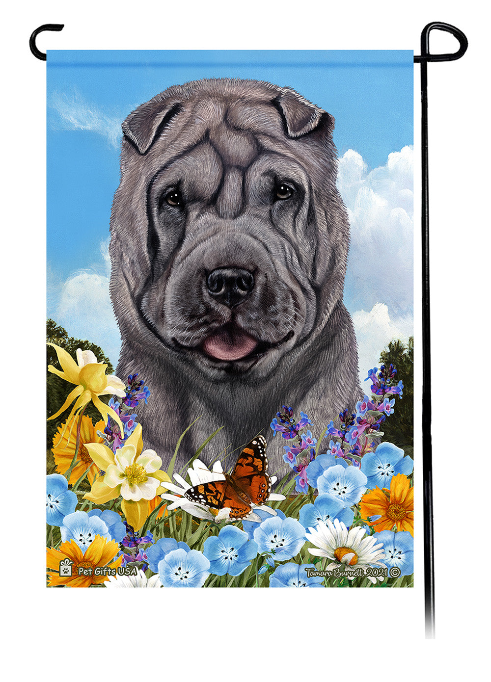 Shar Pei Summer Flowers - Garden Flag