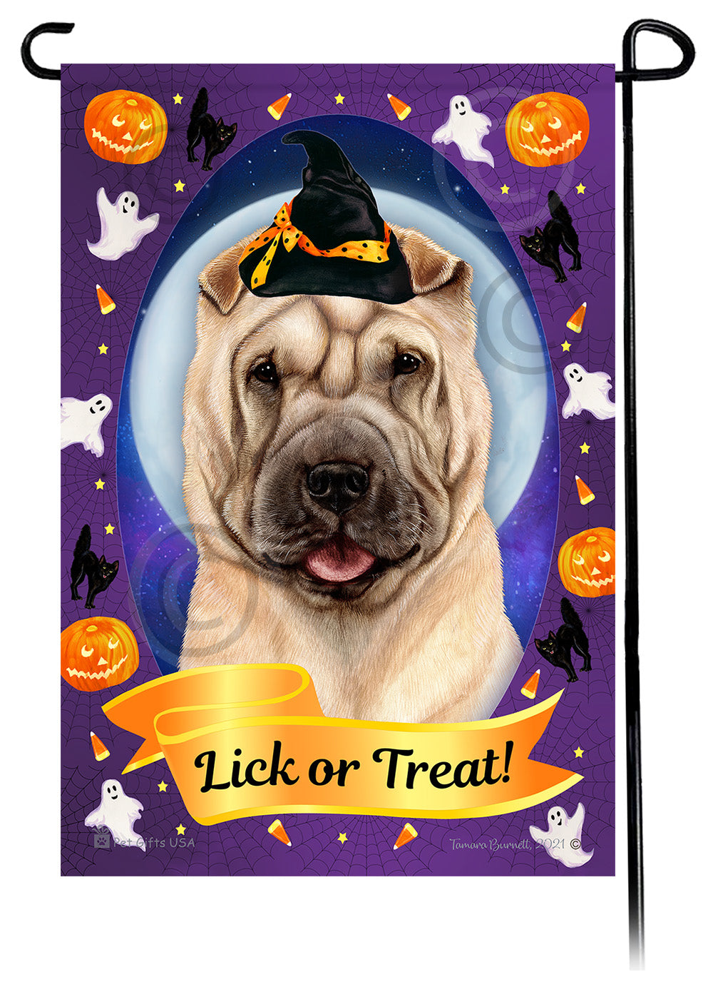 Shar Pei Halloween Howls - Garden Flag