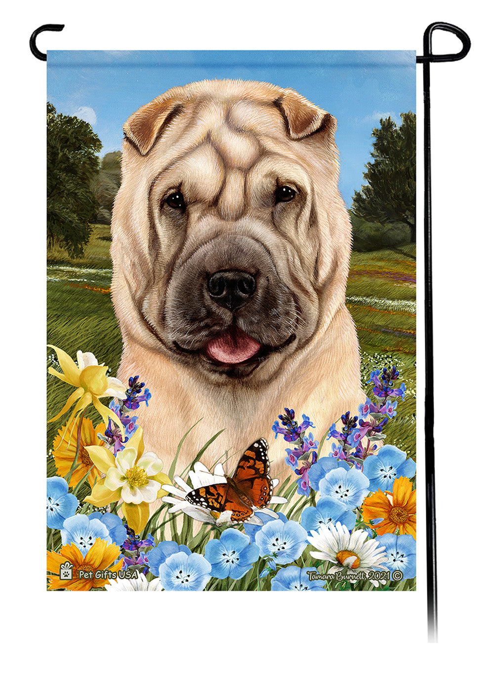 Shar Pei Summer Flowers - Garden Flag