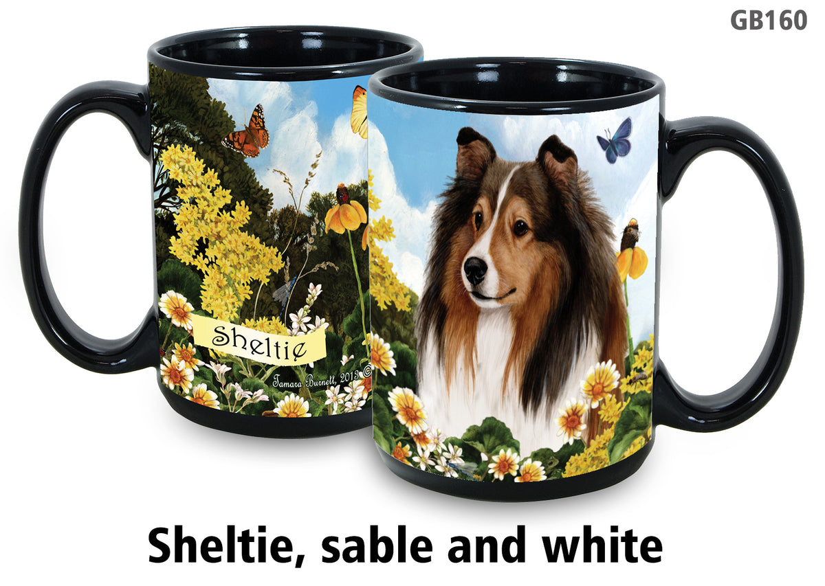 Sheltie Sable & White - Garden Party Fun Mug 15 oz