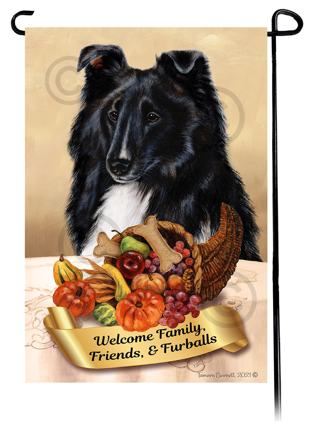 Shetland Sheepdog Thanksgiving Garden Flags