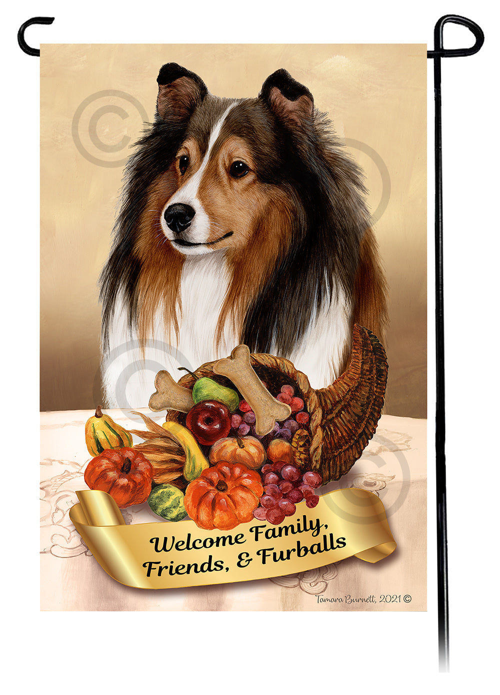 Shetland Sheepdog Thanksgiving - Garden Flag