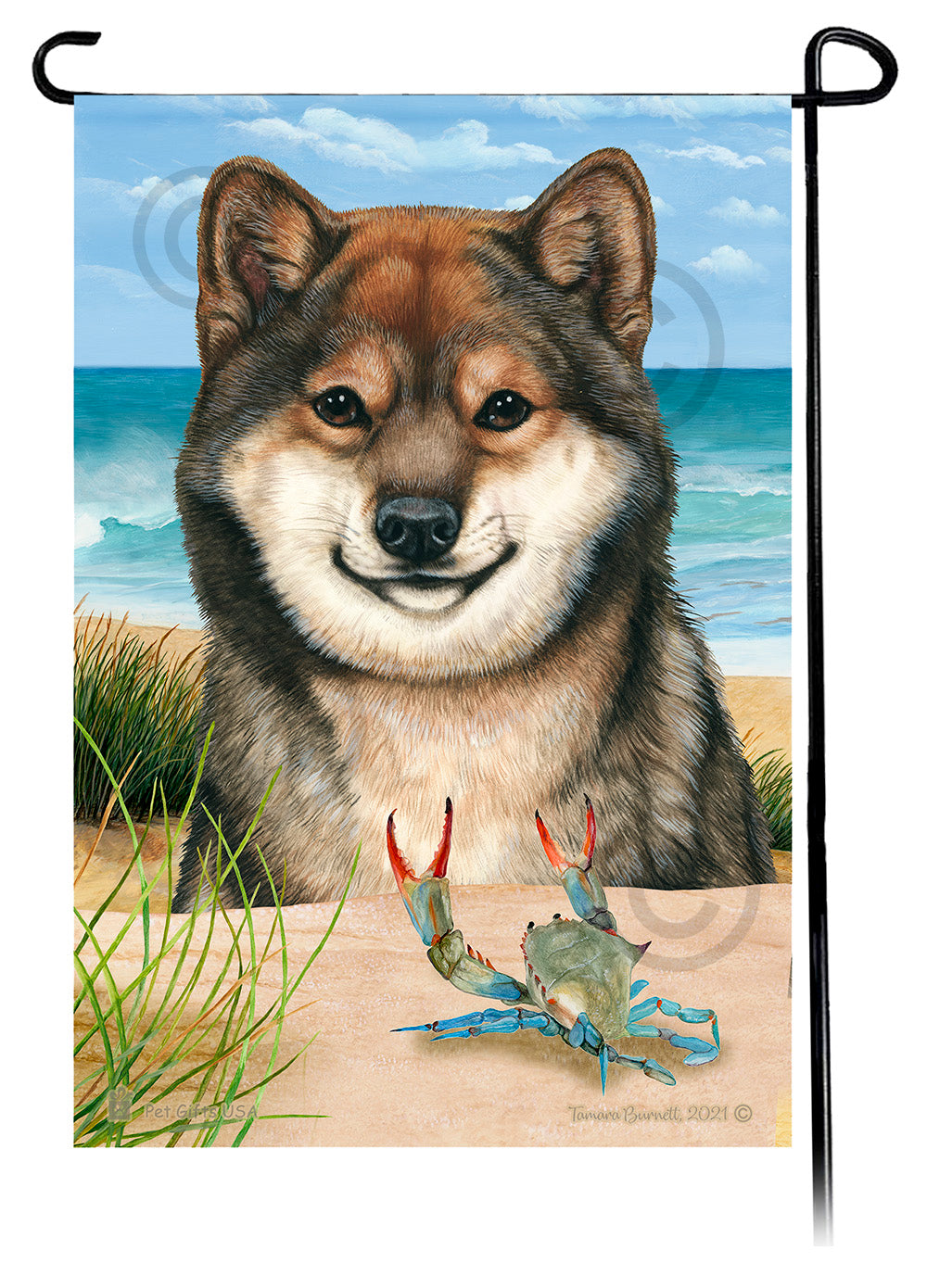 Shiba Inu Summer Flowers Garden Flag