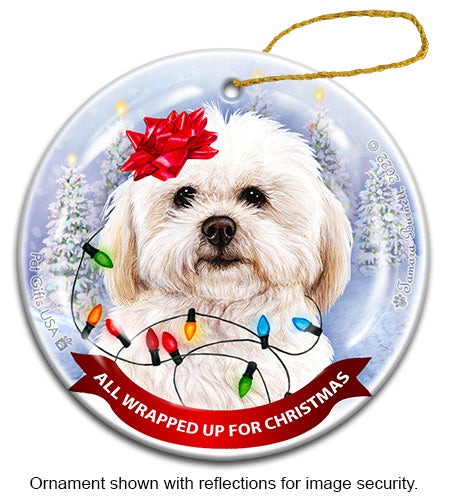 Shih-Poo Cream All Wrapped Up Ornament