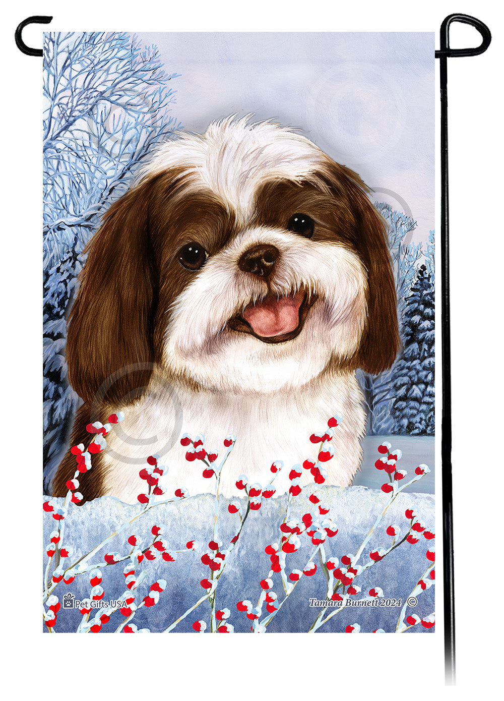 Shih Tzu Winterberries - Garden Flag