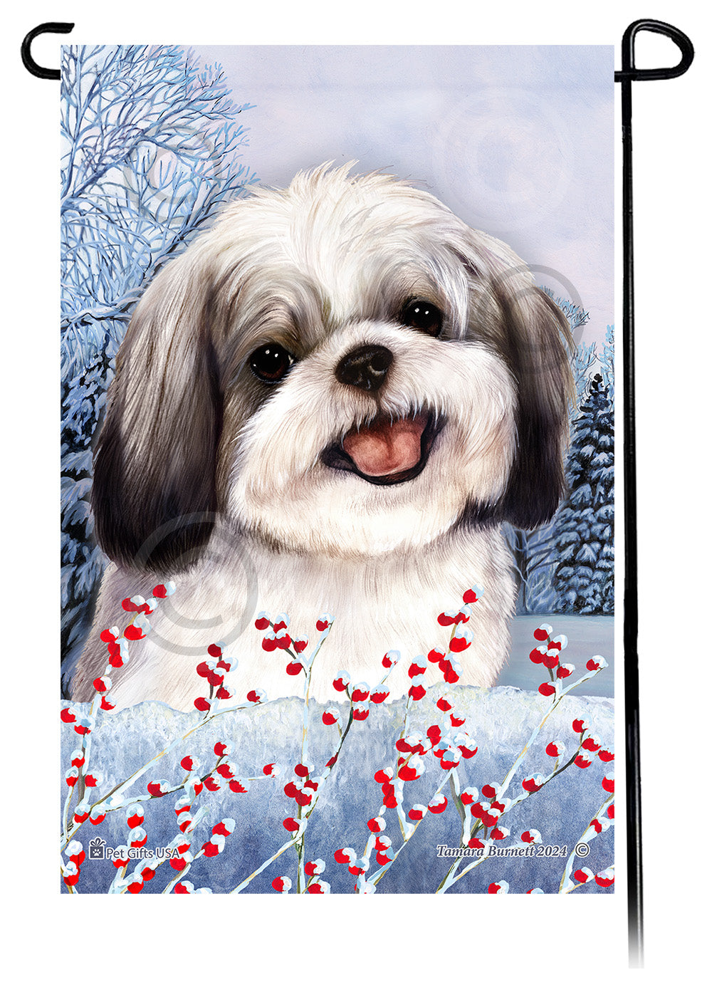 Shih Tzu Winterberries - Garden Flag