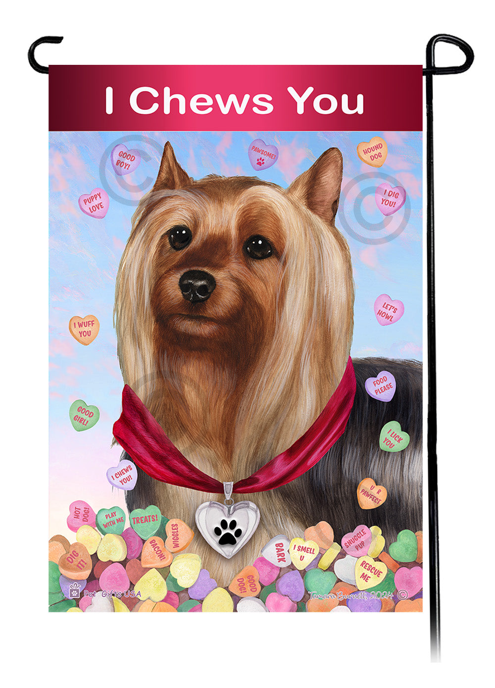 Silky Terrier Valentine Sweetheart Garden Flags