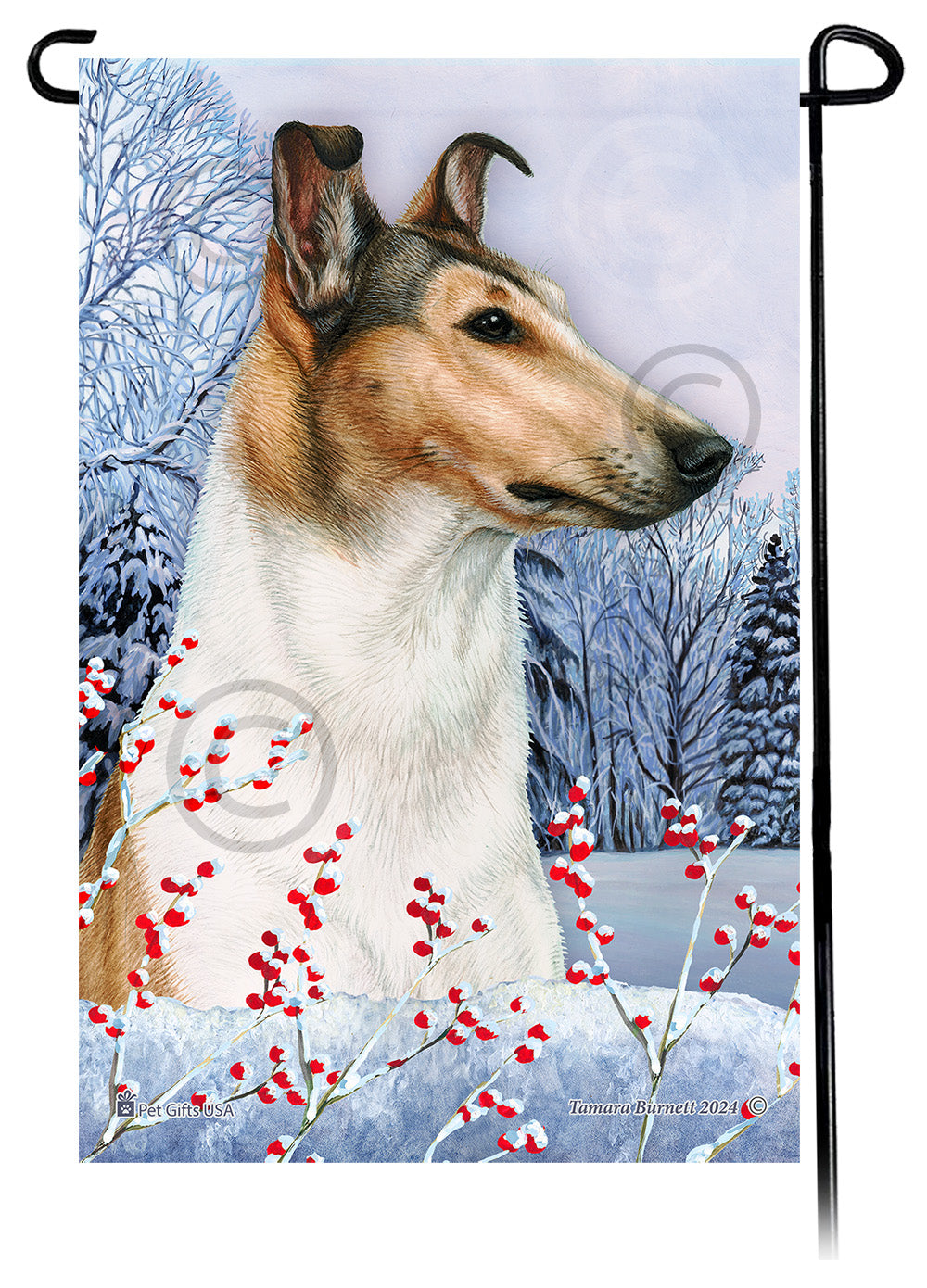 Smooth Collie Winterberries - Garden Flag