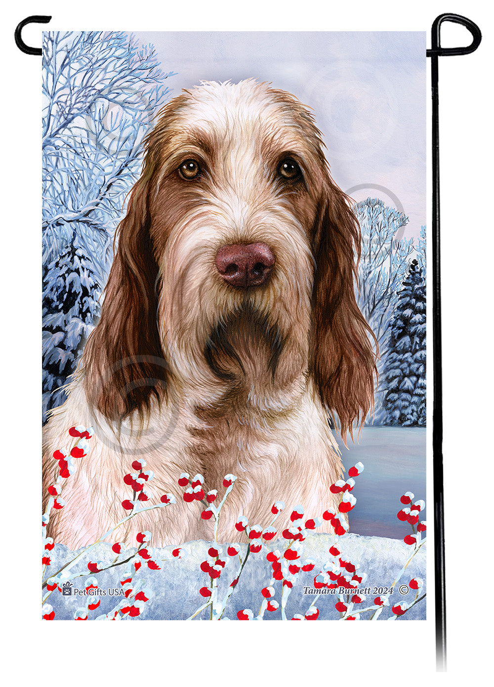 Spinone Italiano Winterberries Garden Flags