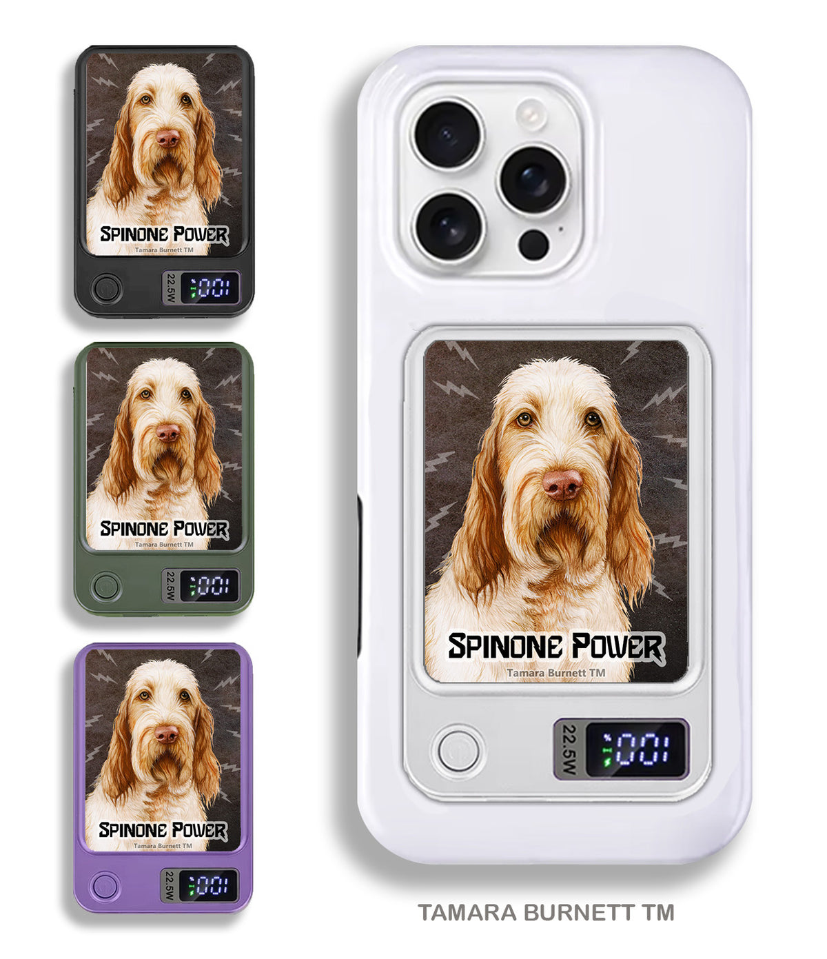Spinone Italiano Orange and White Phone Bank Wireless Charger