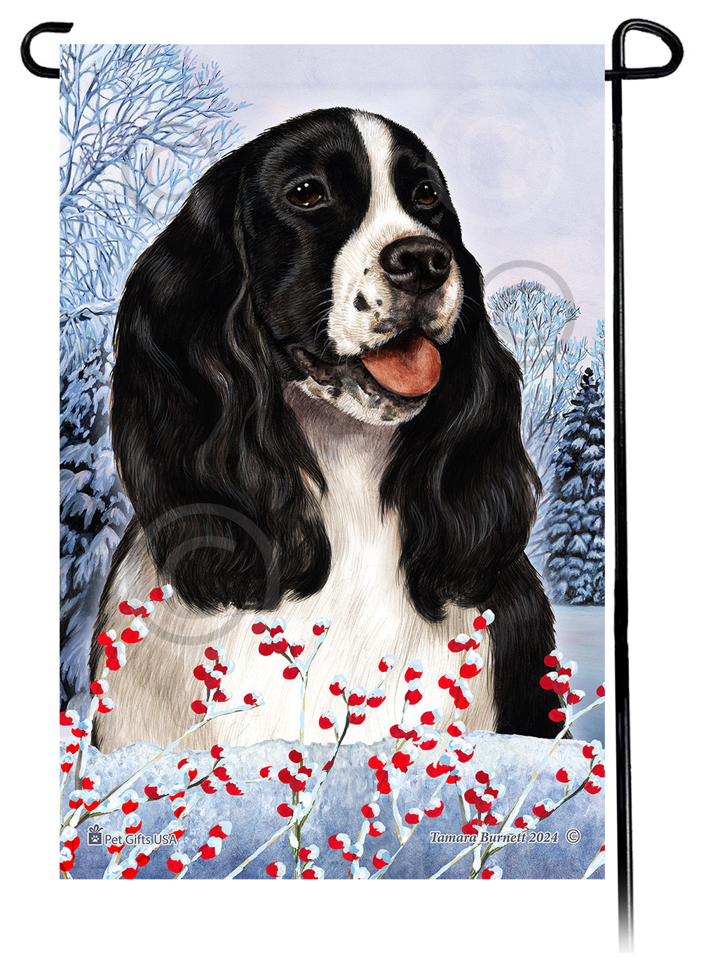 Springer Spaniel Winterberries Garden Flags