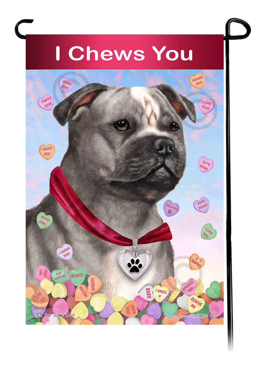 Staffordshire Bull Terrier Valentine Sweetheart - Garden Flag