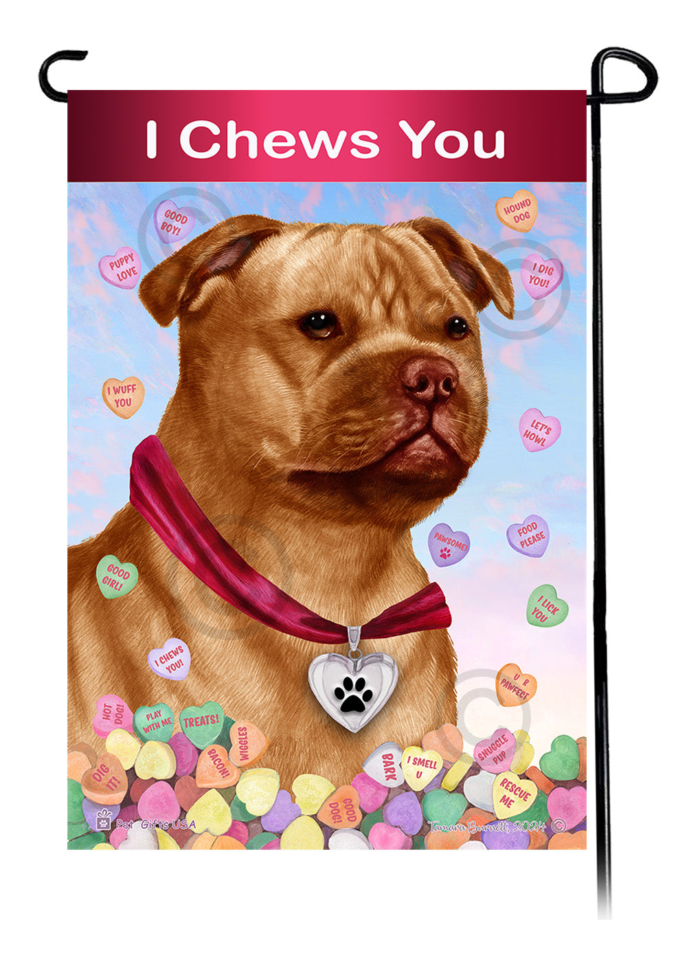 Staffordshire Bull Terrier Valentine Sweetheart - Garden Flag