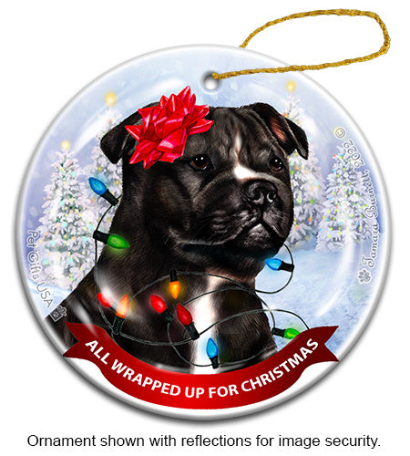 Staffordshire Bull Terrier Black and White Ornament