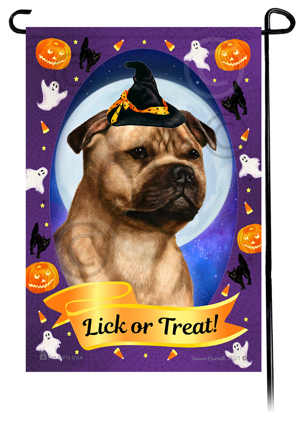 Staffordshire Bull Terrier Halloween Howls - Garden Flag
