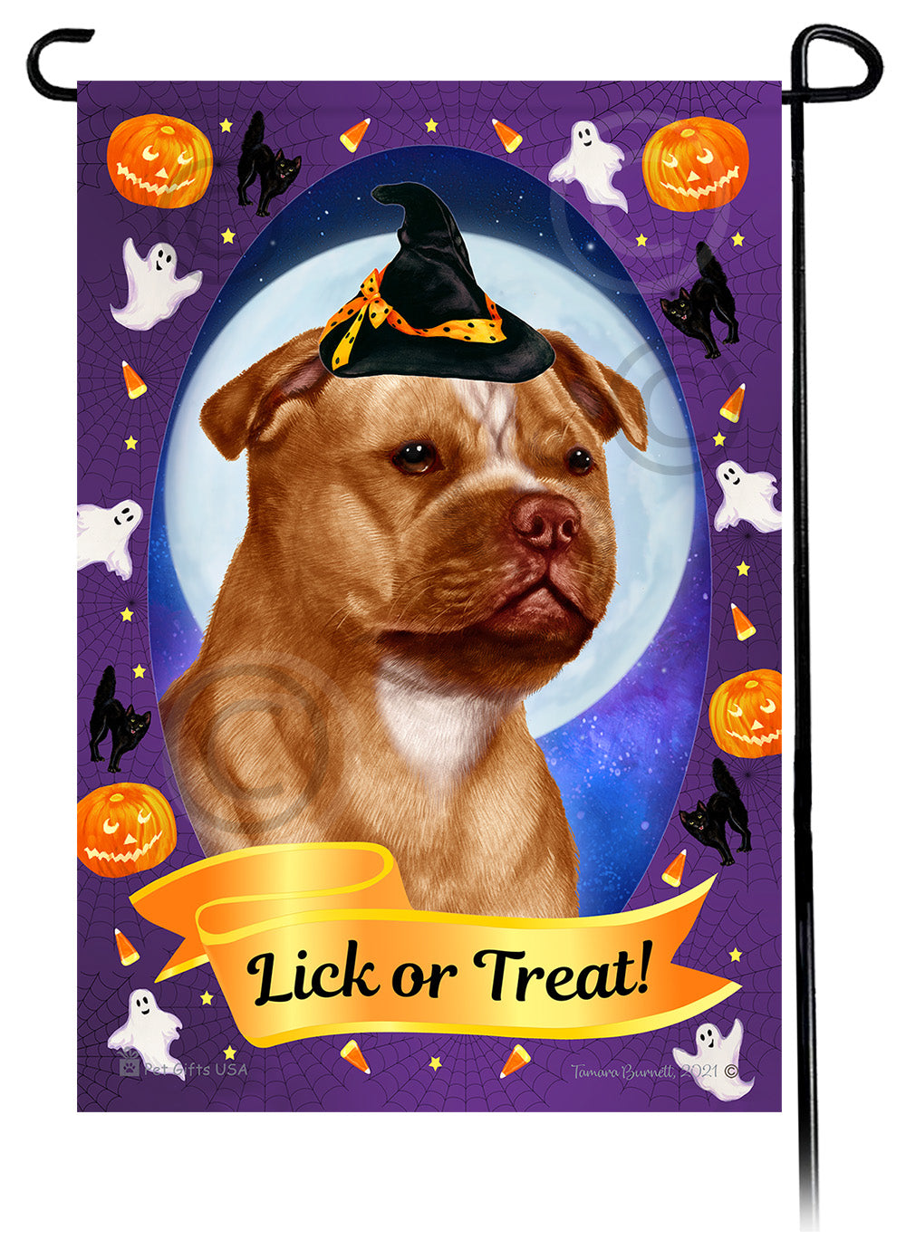 Staffordshire Bull Terrier Halloween Howls - Garden Flag