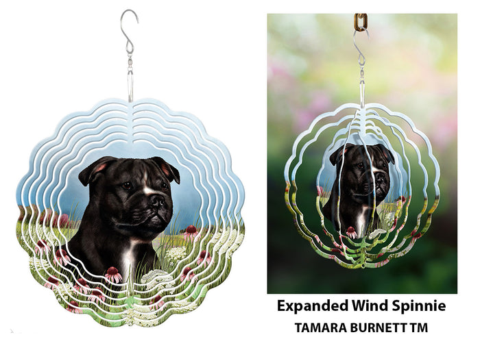 Staffordshire Terrier Black and White Wind Spinner