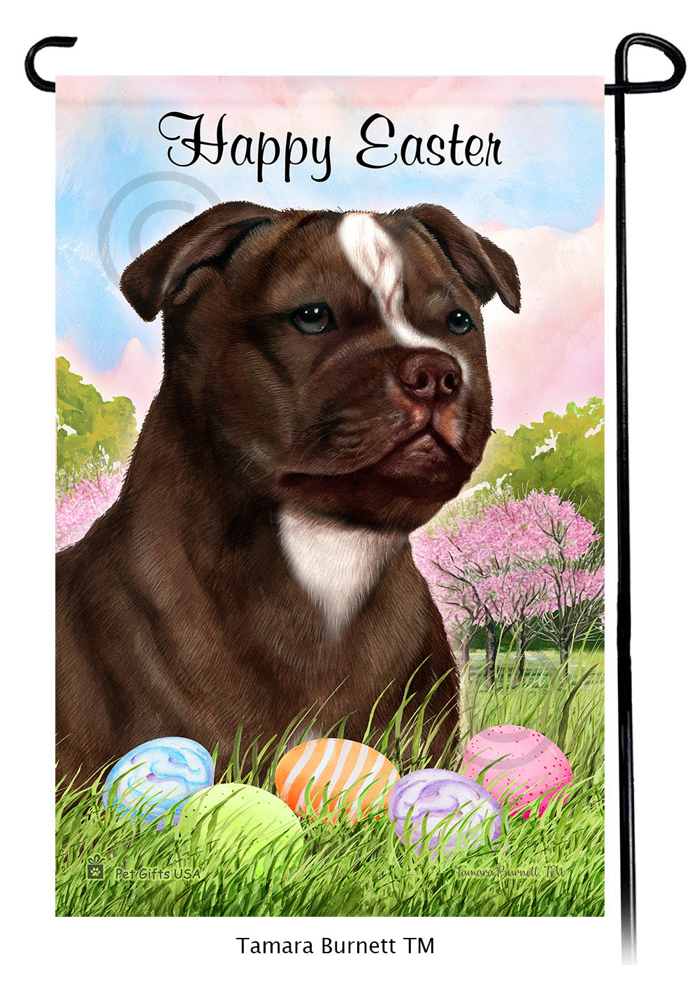 Staffordshire Bull Terrier Happy Easter - Garden Flag
