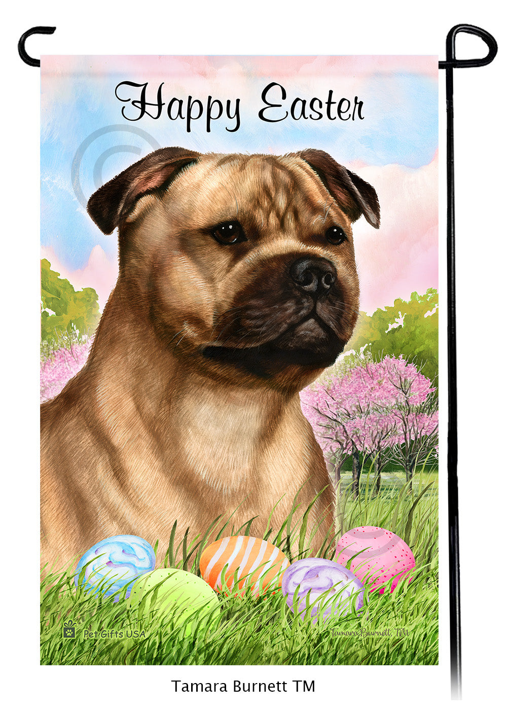 Staffordshire Bull Terrier Happy Easter - Garden Flag