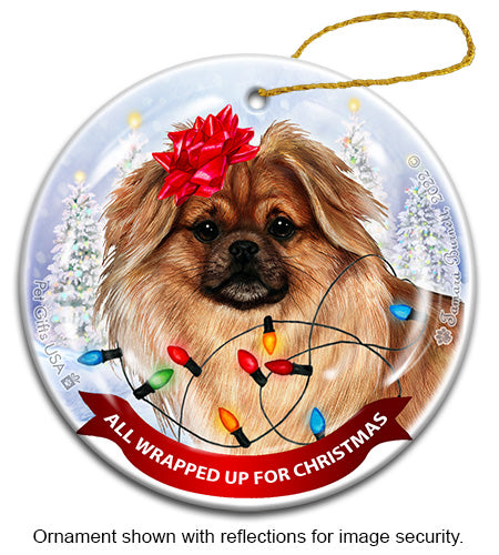 Tibetan Spaniel All Wrapped Up Ornament