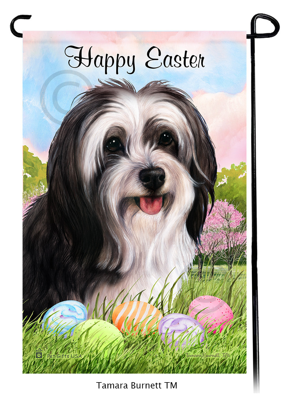Tibetan Terrier Happy Easter Garden Flags
