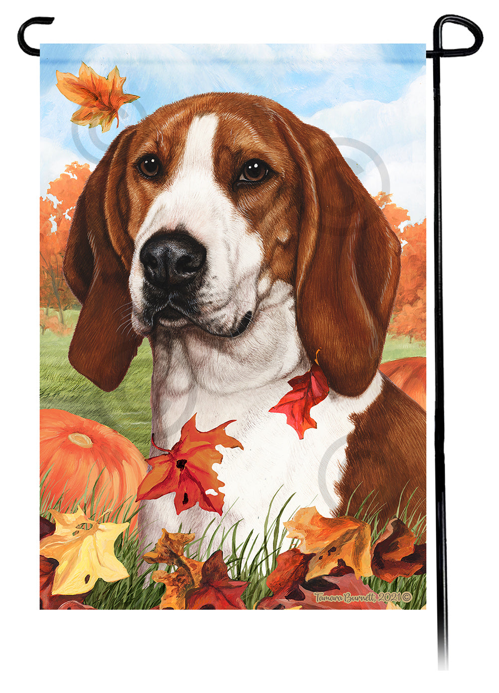 Coonhound Falling Leaves - Garden Flag