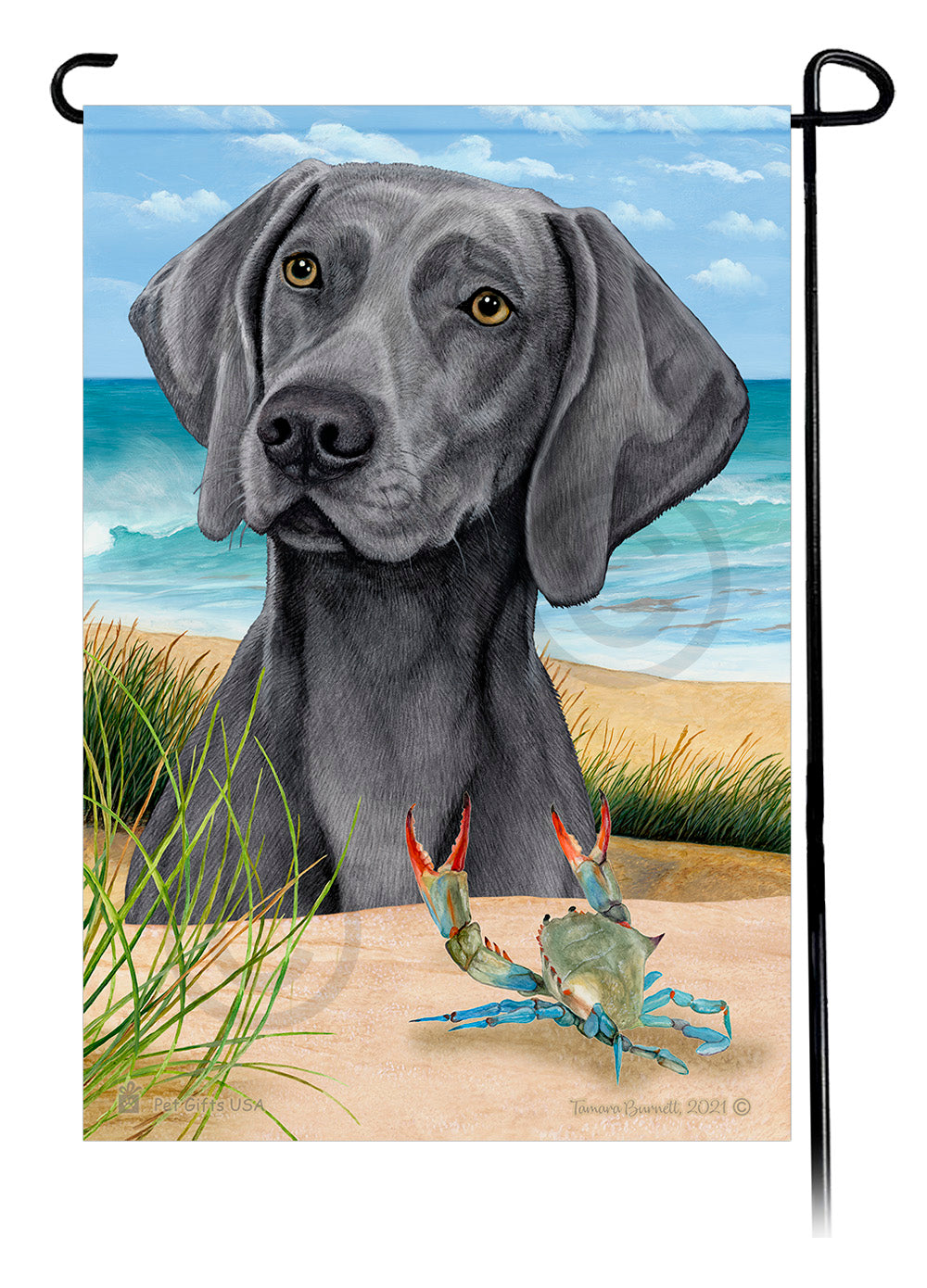 Weimaraner Summer Flowers Garden Flag