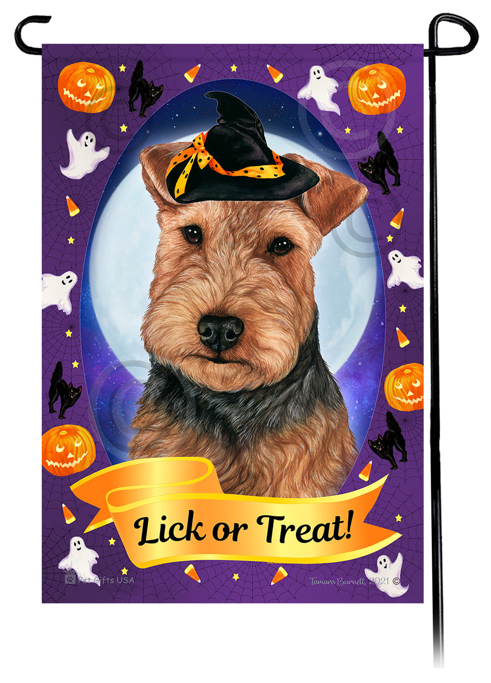 Welsh Terrier Halloween Howls Garden Flags