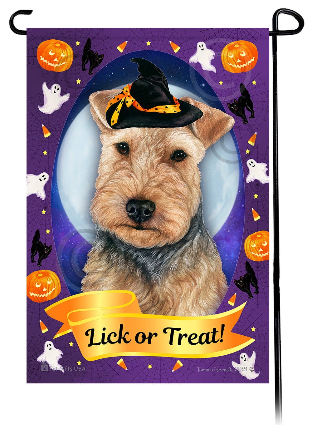 Welsh Terrier Halloween Howls - Garden Flag
