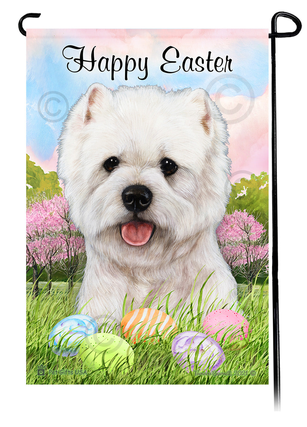 West Highland Terrier Happy Easter Garden Flags