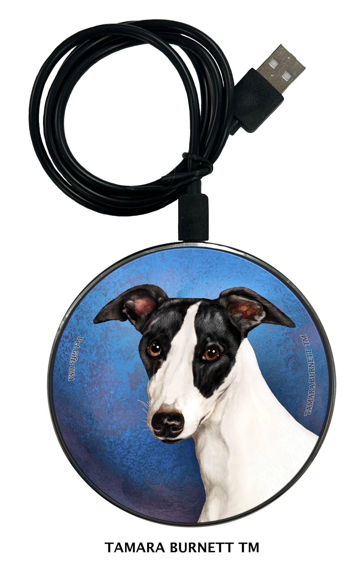 Whippet Black and White Zoomies Wireless Charger