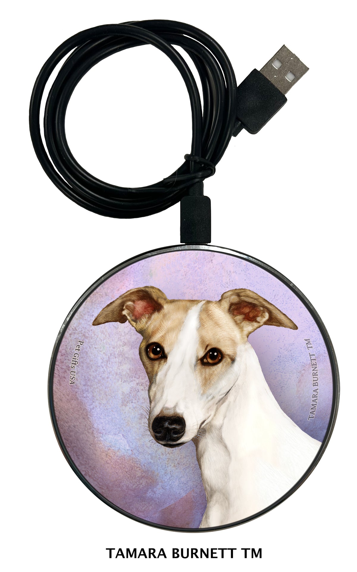 Whippet Fawn and White Zoomies Wireless Charger