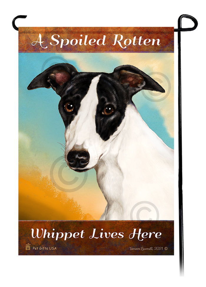 Whippet Spoiled Rotten Garden Flags