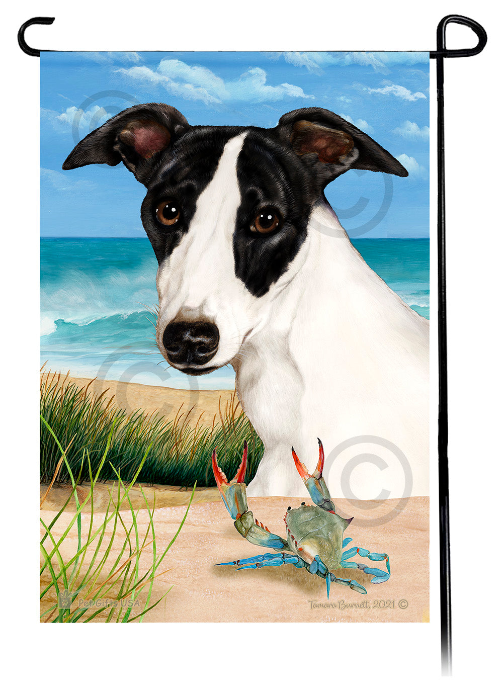 Whippet Summer Flowers Garden Flag