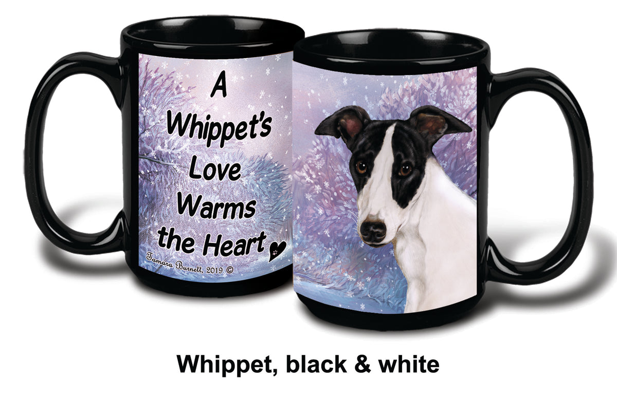 Whippet Black/White Winter Mug 15 oz