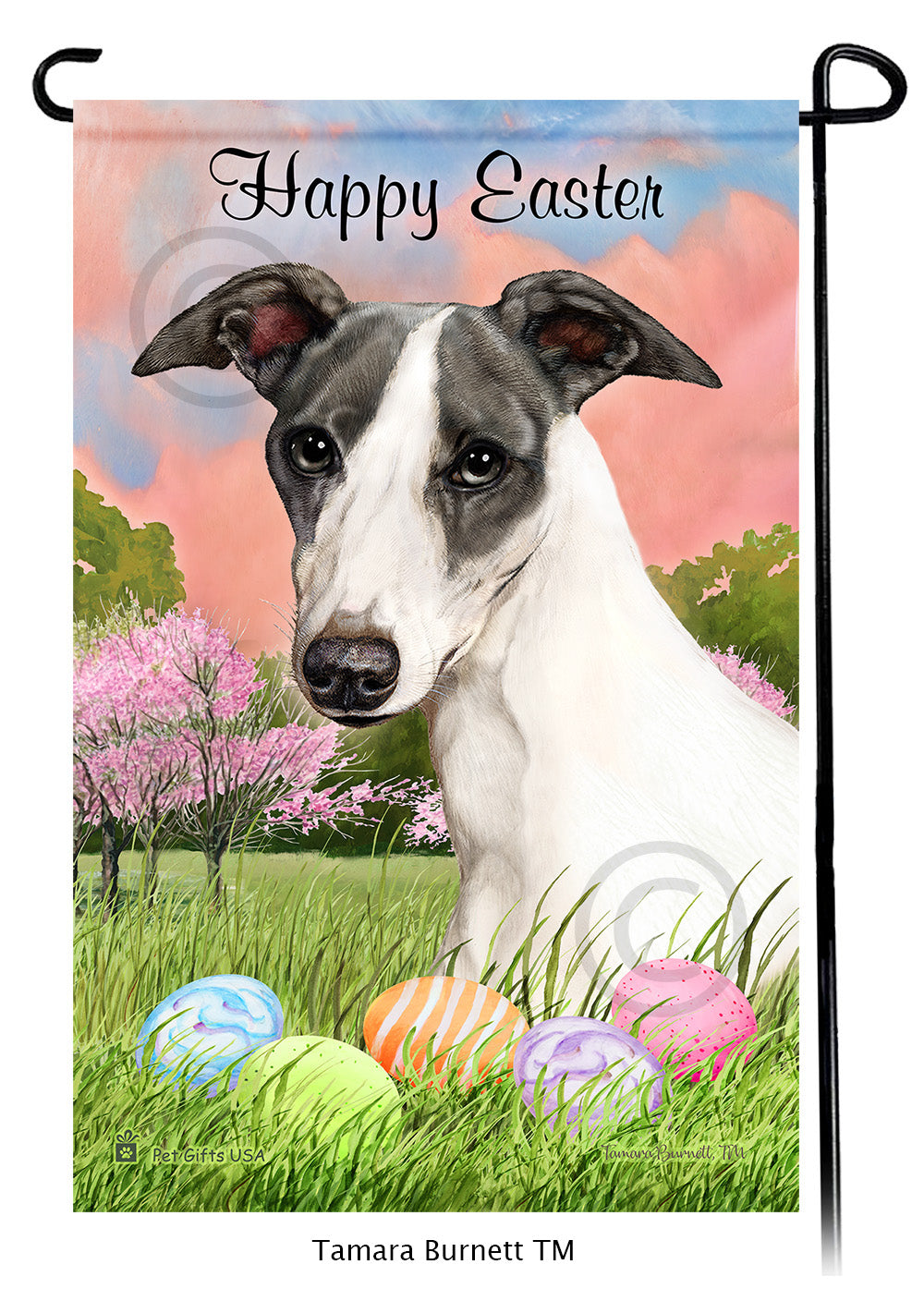 Whippet Happy Easter - Garden Flag