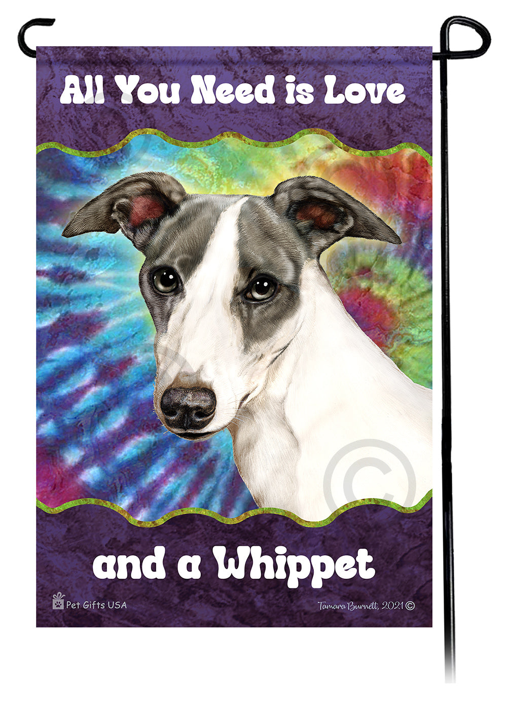 Whippet All You Need Is Love Garden Flag
