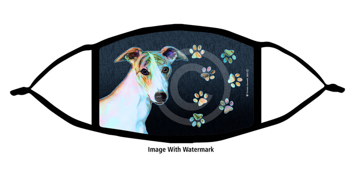 Whippet Fawn and White Brindle Face Mask