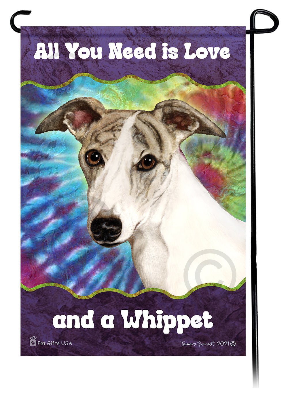 Whippet All You Need Is Love Garden Flag