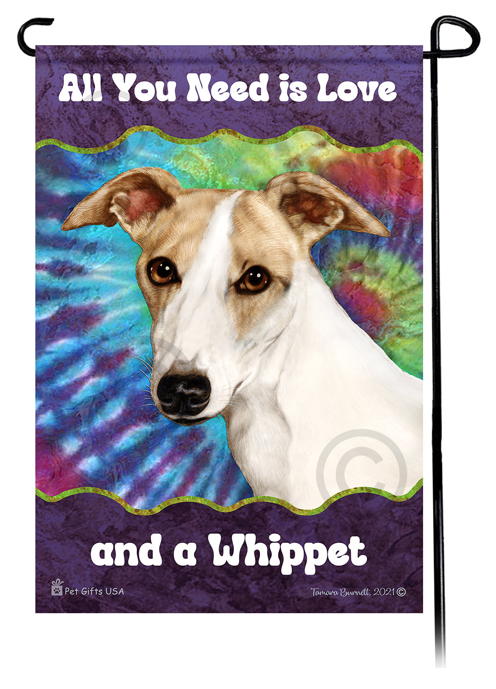 Whippet All You Need Is Love Garden Flag