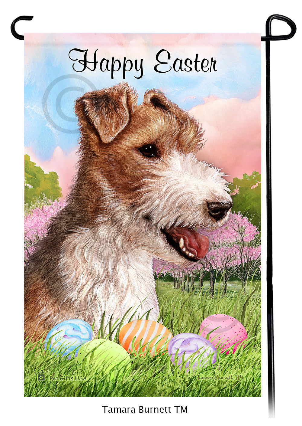 Wire Hair Terrier Happy Easter Garden Flags