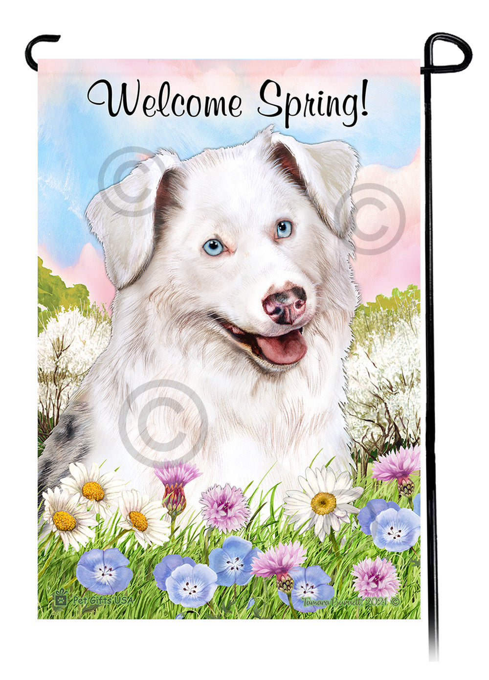 Australian Shepherd Welcome Spring - Garden Flag
