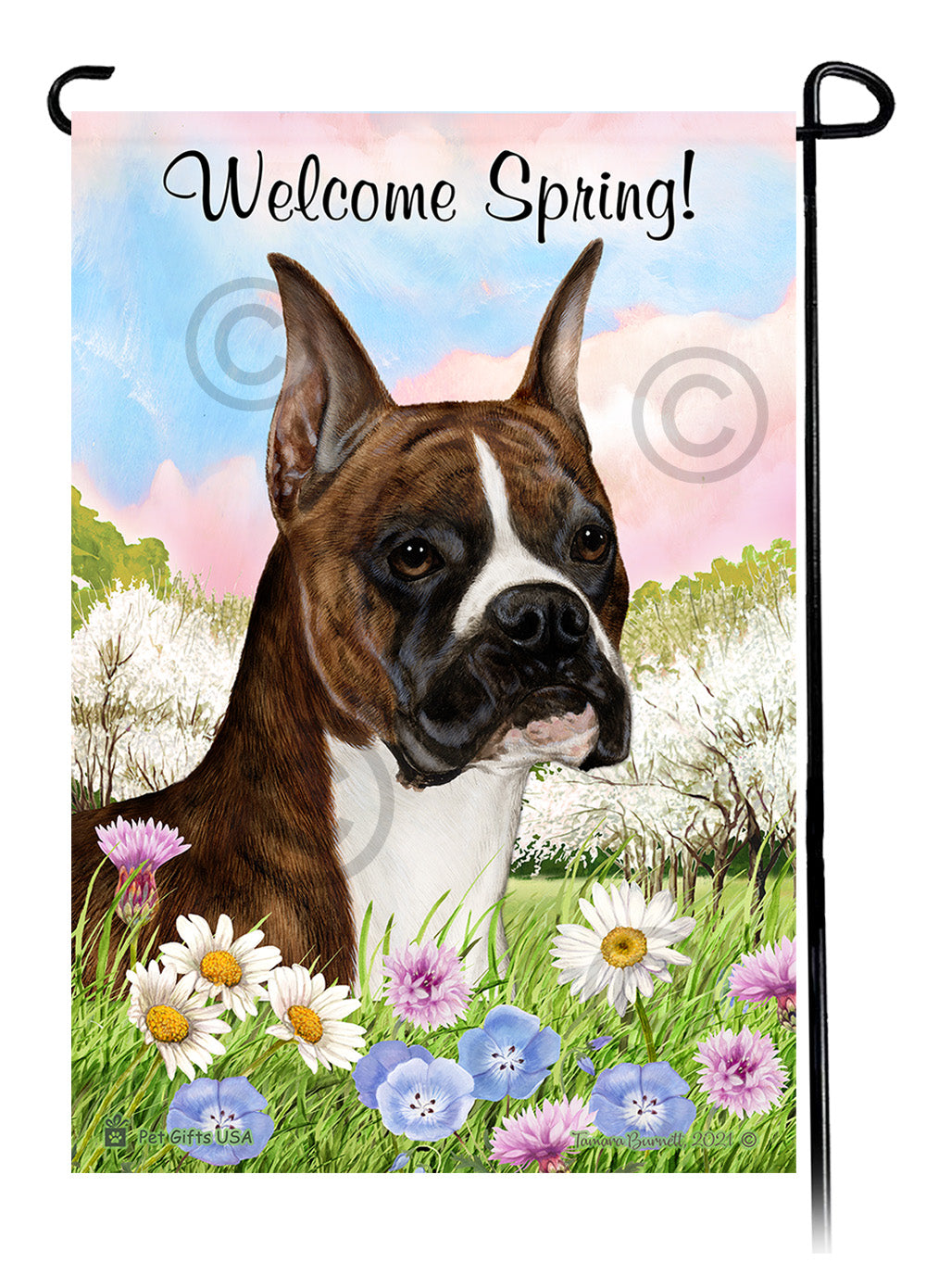 Boxer Welcome Spring Garden Flags