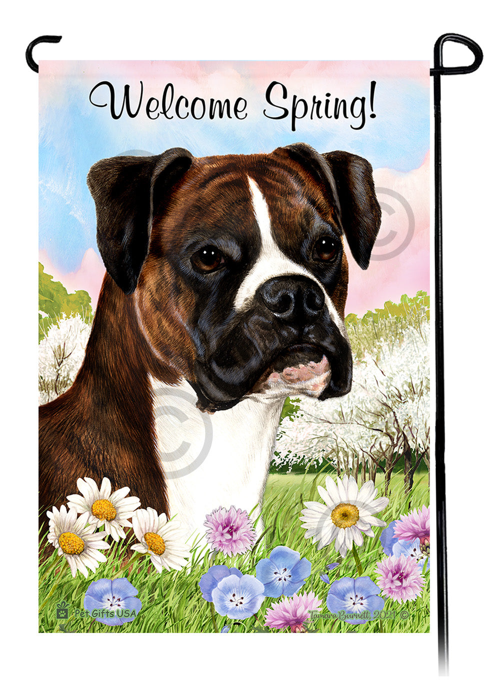Boxer Welcome Spring - Garden Flag
