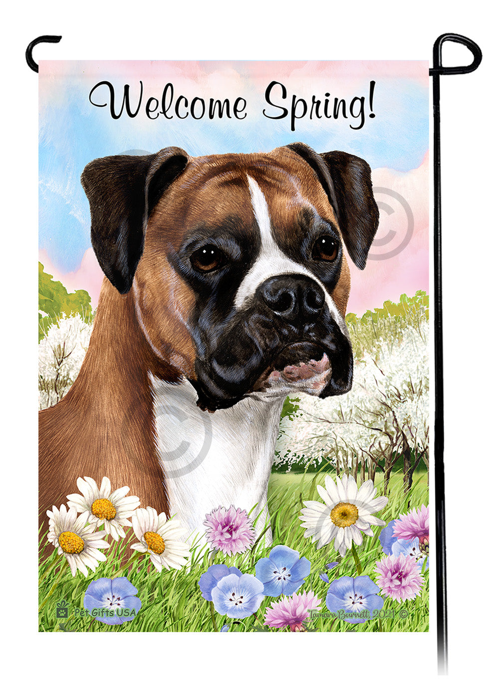Boxer Welcome Spring - Garden Flag