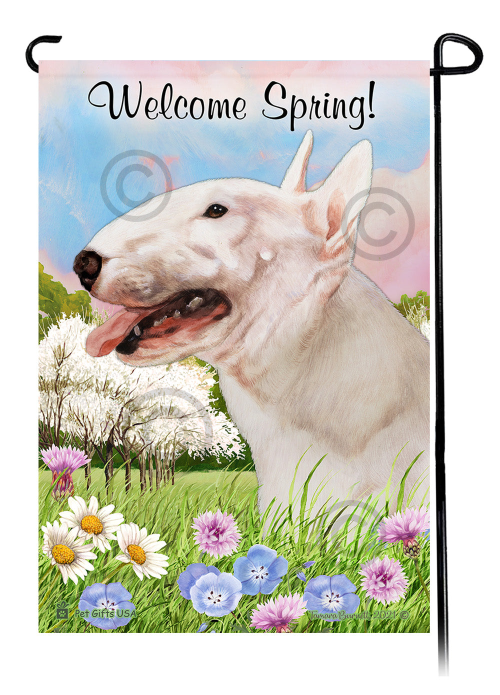 Bull Terrier Welcome Spring - Garden Flag