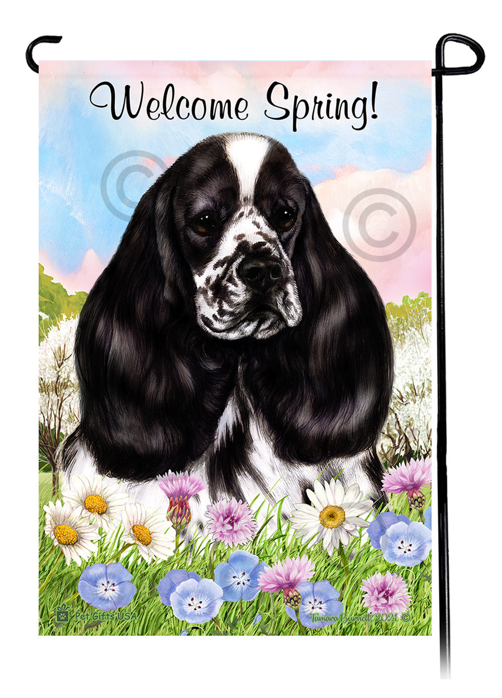 Cocker Spaniel Welcome Spring - Garden Flag