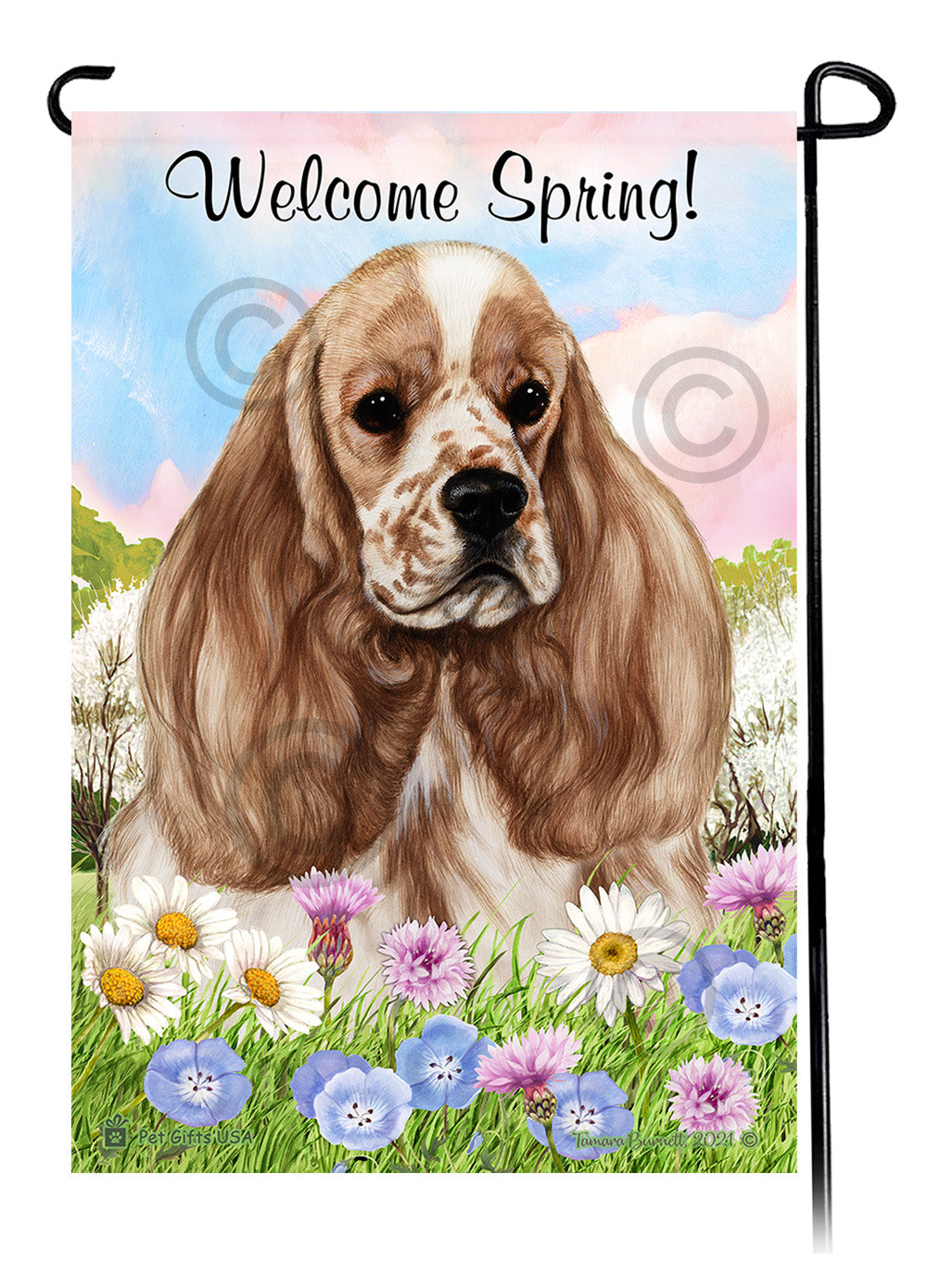 Cocker Spaniel Welcome Spring - Garden Flag
